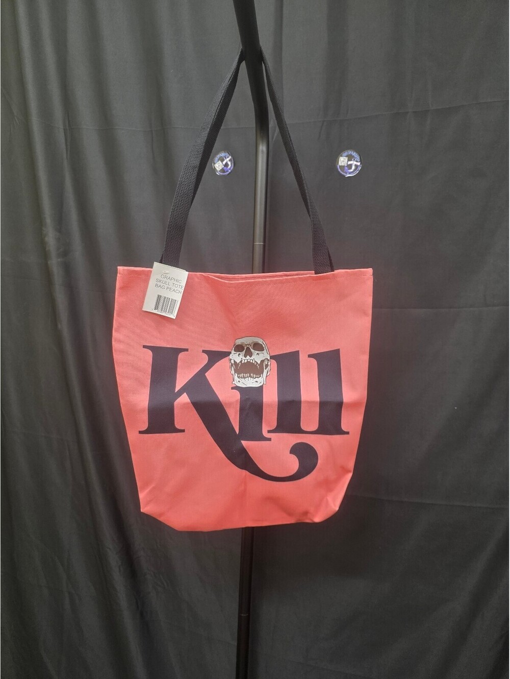 GRAPHIC SKULL TOTE BAG PEACH SIZE OS